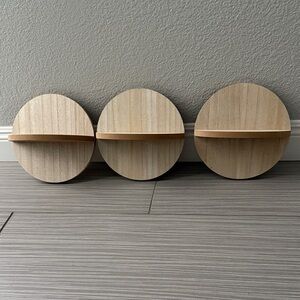 Three Small Wooden Display Shelves - 8" Diameter Each